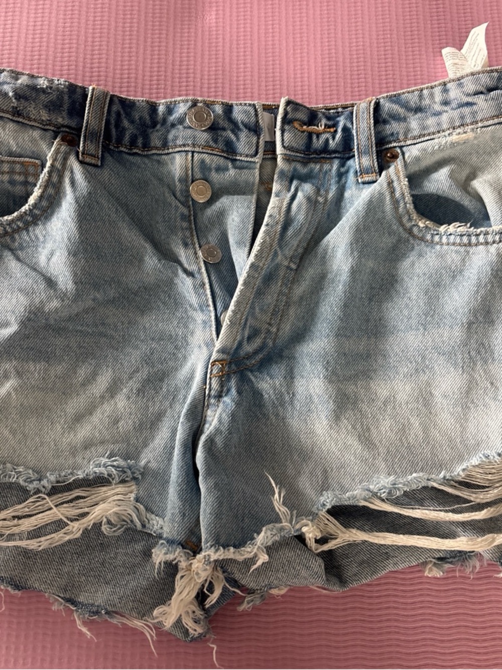 Zara Light Blue Distressed Denim Cutoff Shorts